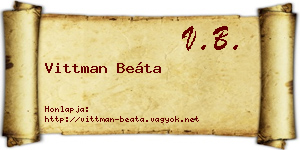 Vittman Beáta névjegykártya